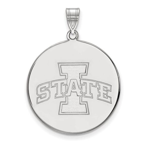 14k White Gold Iowa State XL Disc Pendant